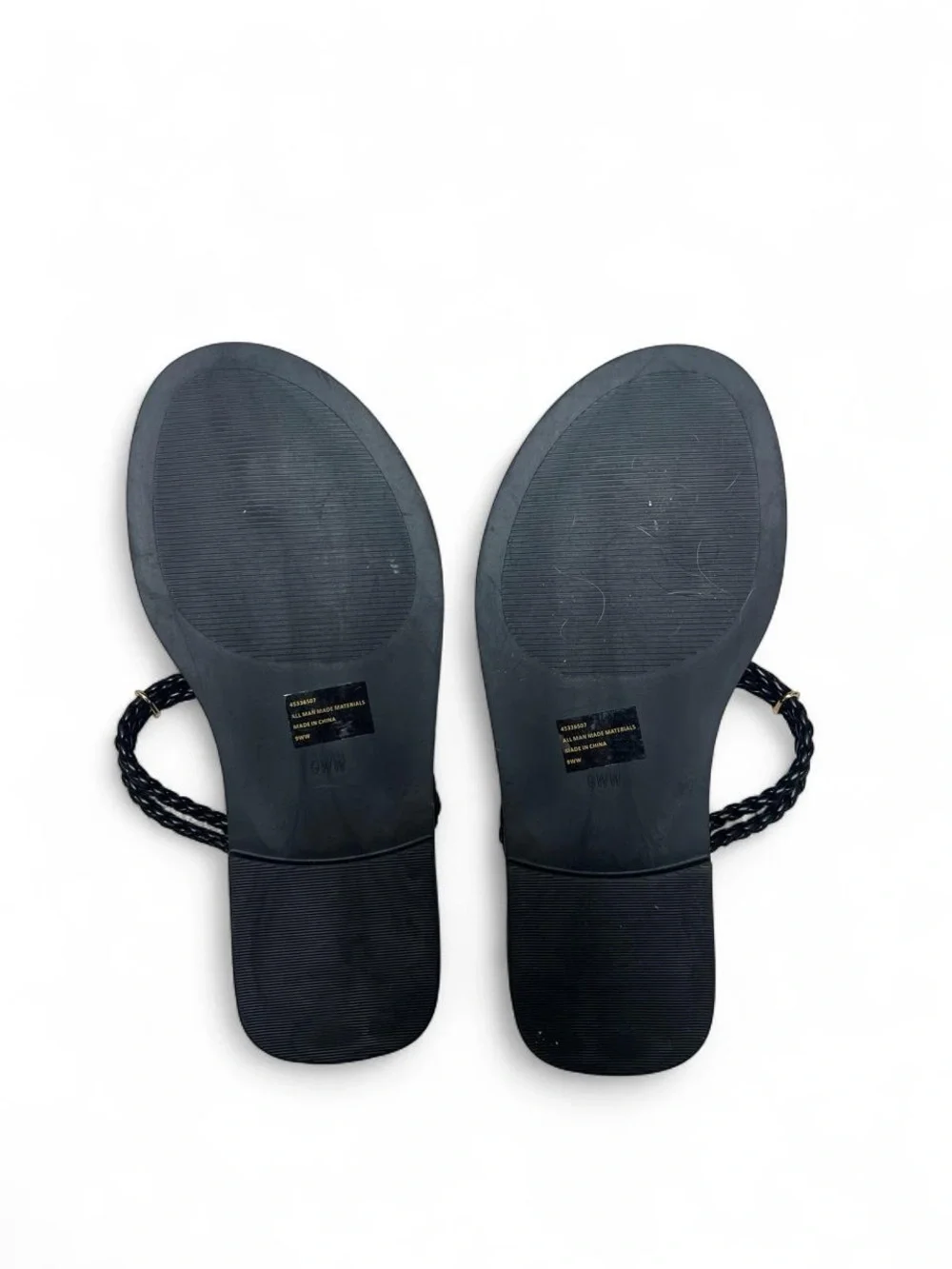 torrid Black Braided Ring Thong Sandals with Gold Accents